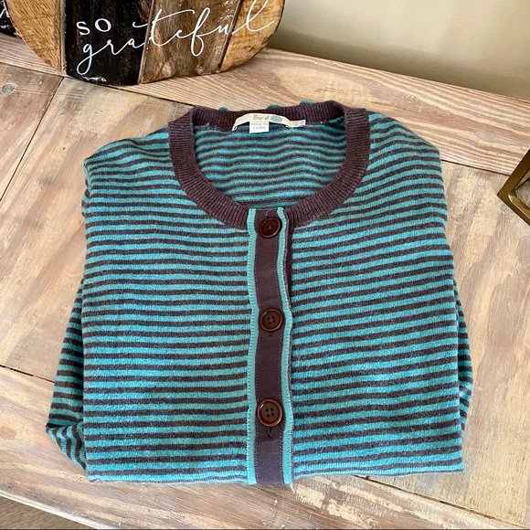 Boden Gray & Teal Striped Button Cardigan - Picture 9 of 9
